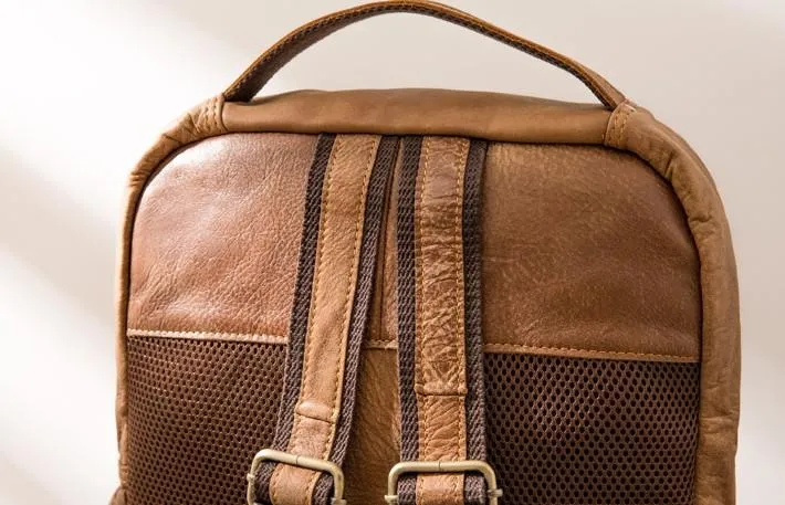 Brown Mens Leather Backpacks Travel Backpacks Laptop Backpack for men