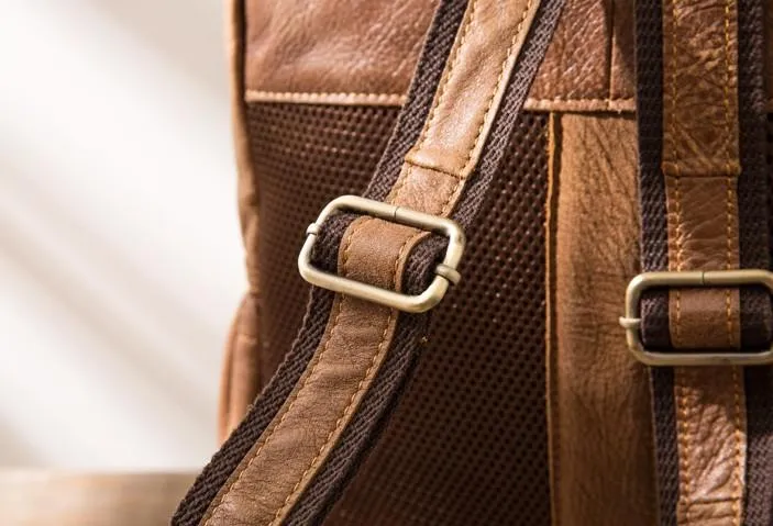 Brown Mens Leather Backpacks Travel Backpacks Laptop Backpack for men