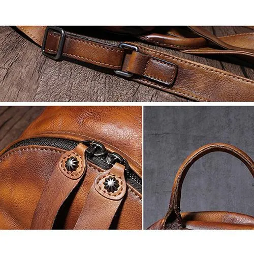 Brown Small Leather Backpack for Women Brown Leather Backpack Leather Rucksack Backpack
