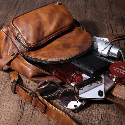Brown Small Leather Backpack for Women Brown Leather Backpack Leather Rucksack Backpack