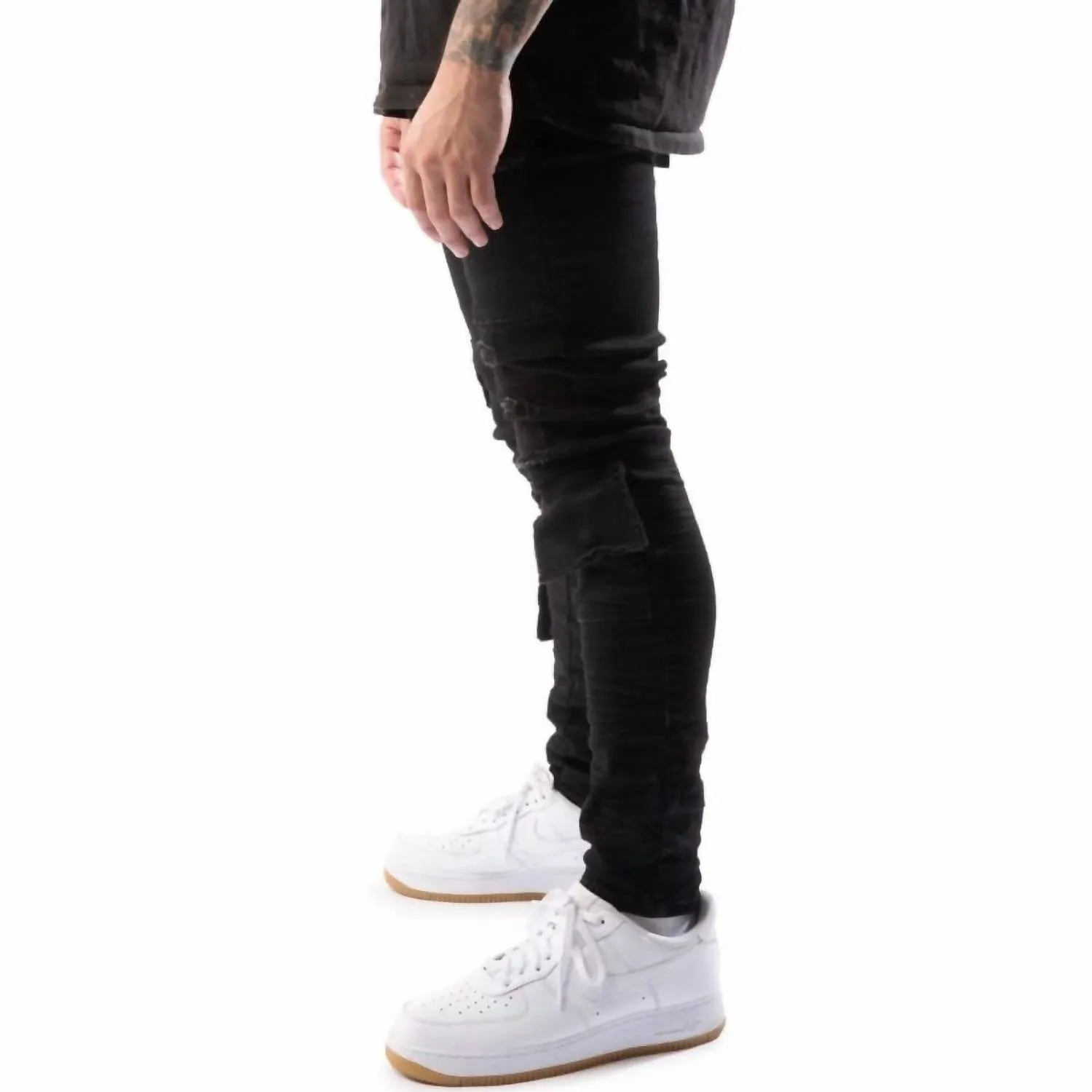 Brutini Cargo Jean In Jet Black