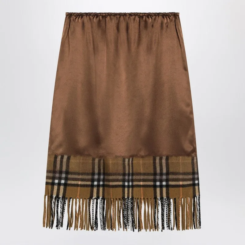 Burberry Women's Satin Skirt With Check Panel