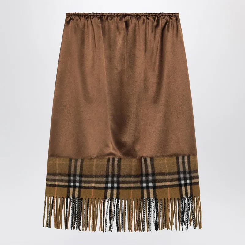 Burberry Women's Satin Skirt With Check Panel