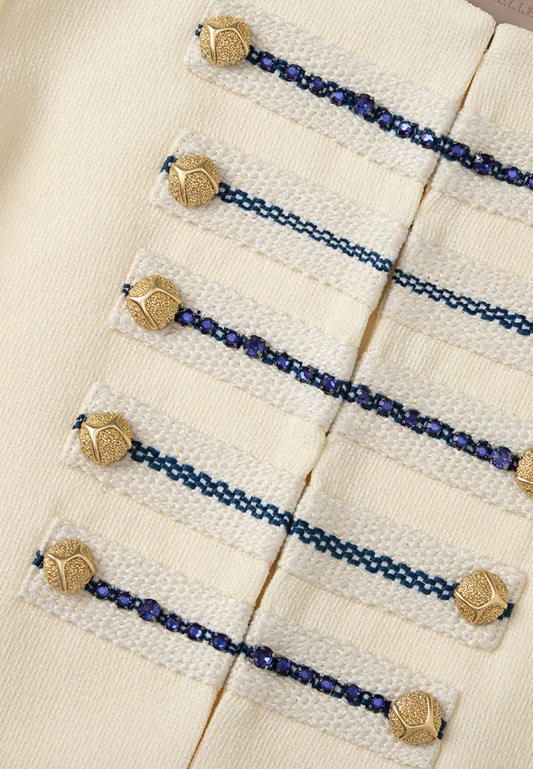 Button-embellished Tweed Cropped Top