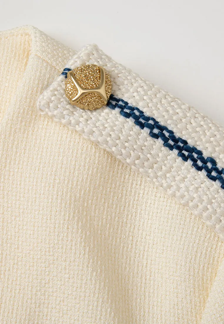 Button-embellished Tweed Cropped Top