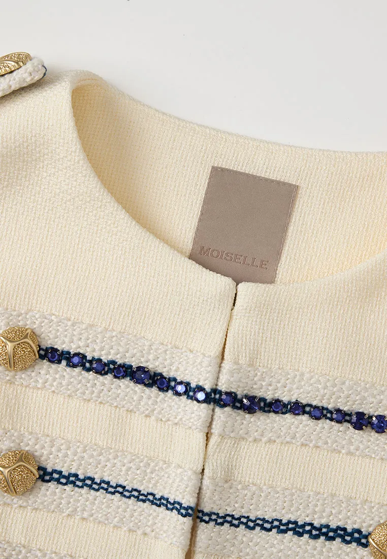 Button-embellished Tweed Cropped Top