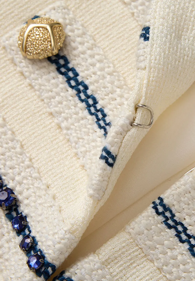 Button-embellished Tweed Cropped Top