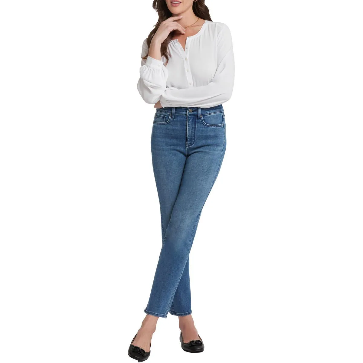 Callie Womens Tummy Slimming Denim Straight Leg Jeans