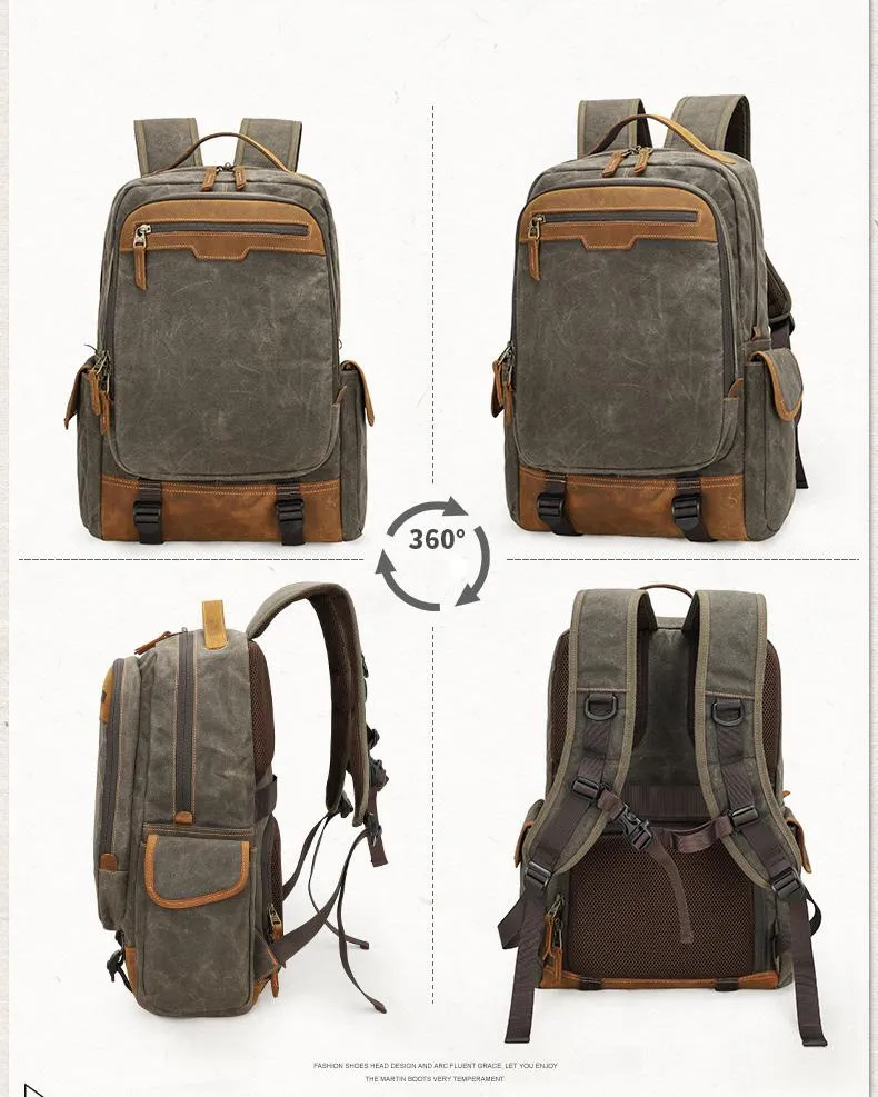 CANVAS WATERPROOF 15???? MENS LARGE NIKON CAMERA BACKPACK CANON CAMERA BAG DSLR CAMERA BAG FOR MEN