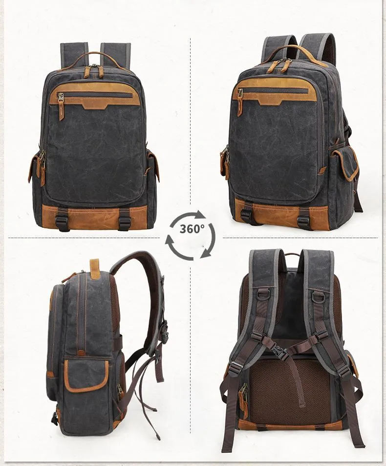 CANVAS WATERPROOF 15???? MENS LARGE NIKON CAMERA BACKPACK CANON CAMERA BAG DSLR CAMERA BAG FOR MEN
