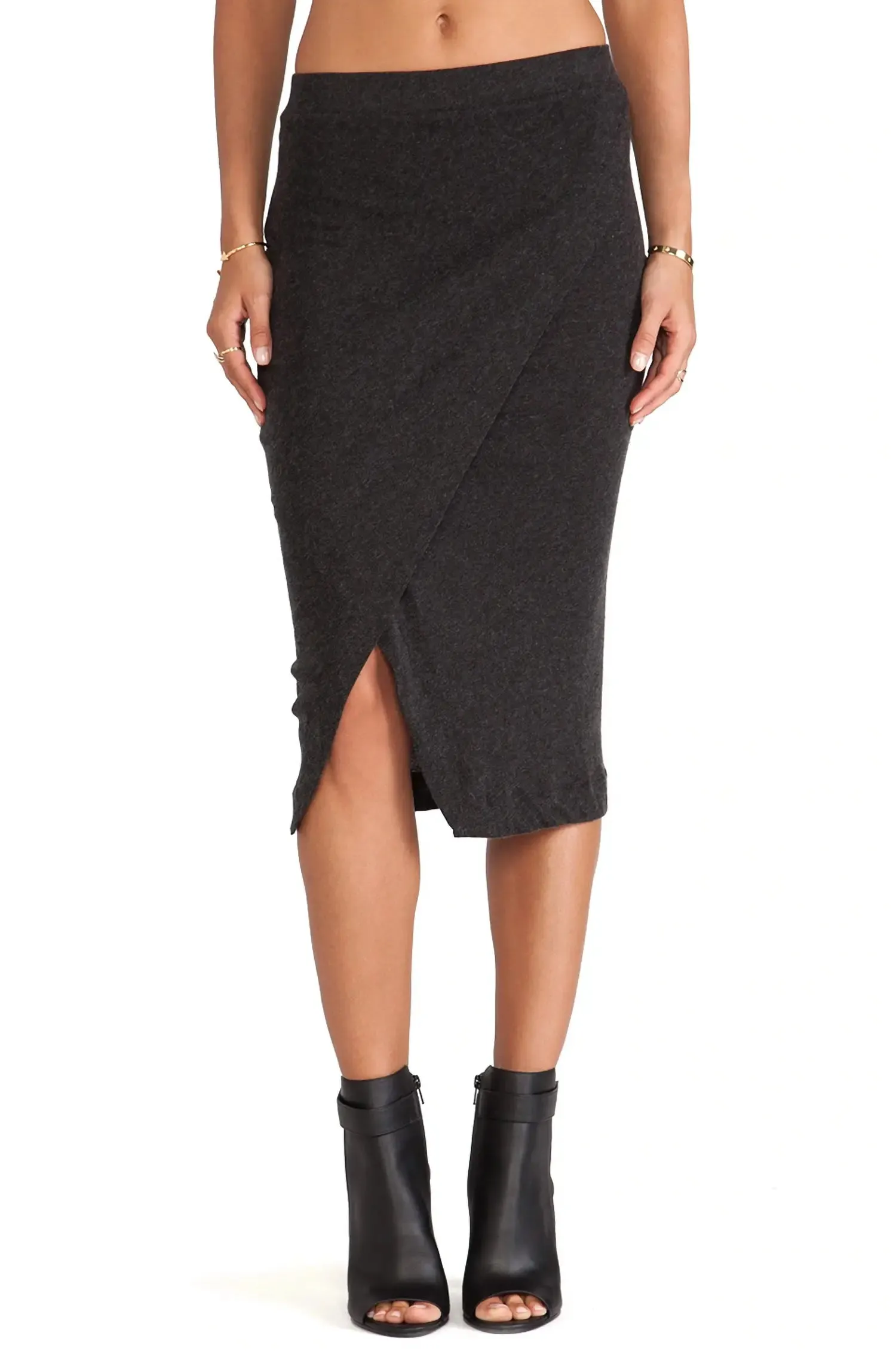 Cashmere Midi Skirt In Black
