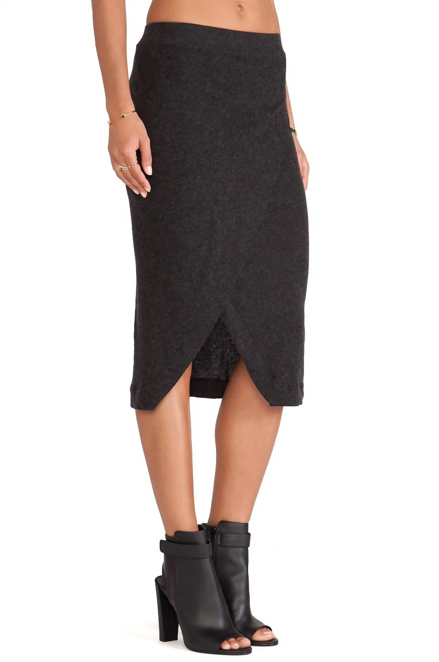 Cashmere Midi Skirt In Black
