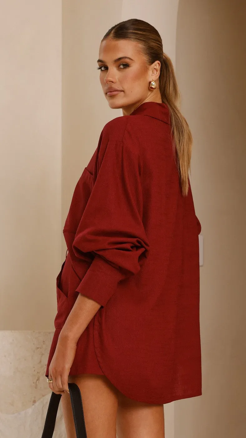 Charla Mini Skort - Burgundy