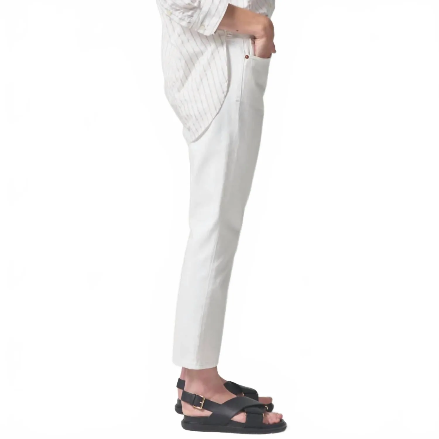 Charlotte High Rise Straight Leg Jeans In Tart