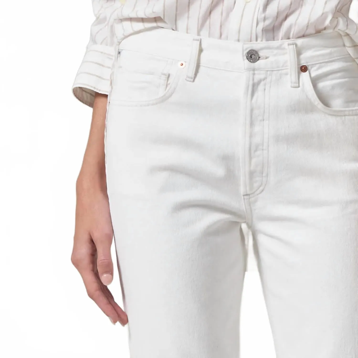 Charlotte High Rise Straight Leg Jeans In Tart
