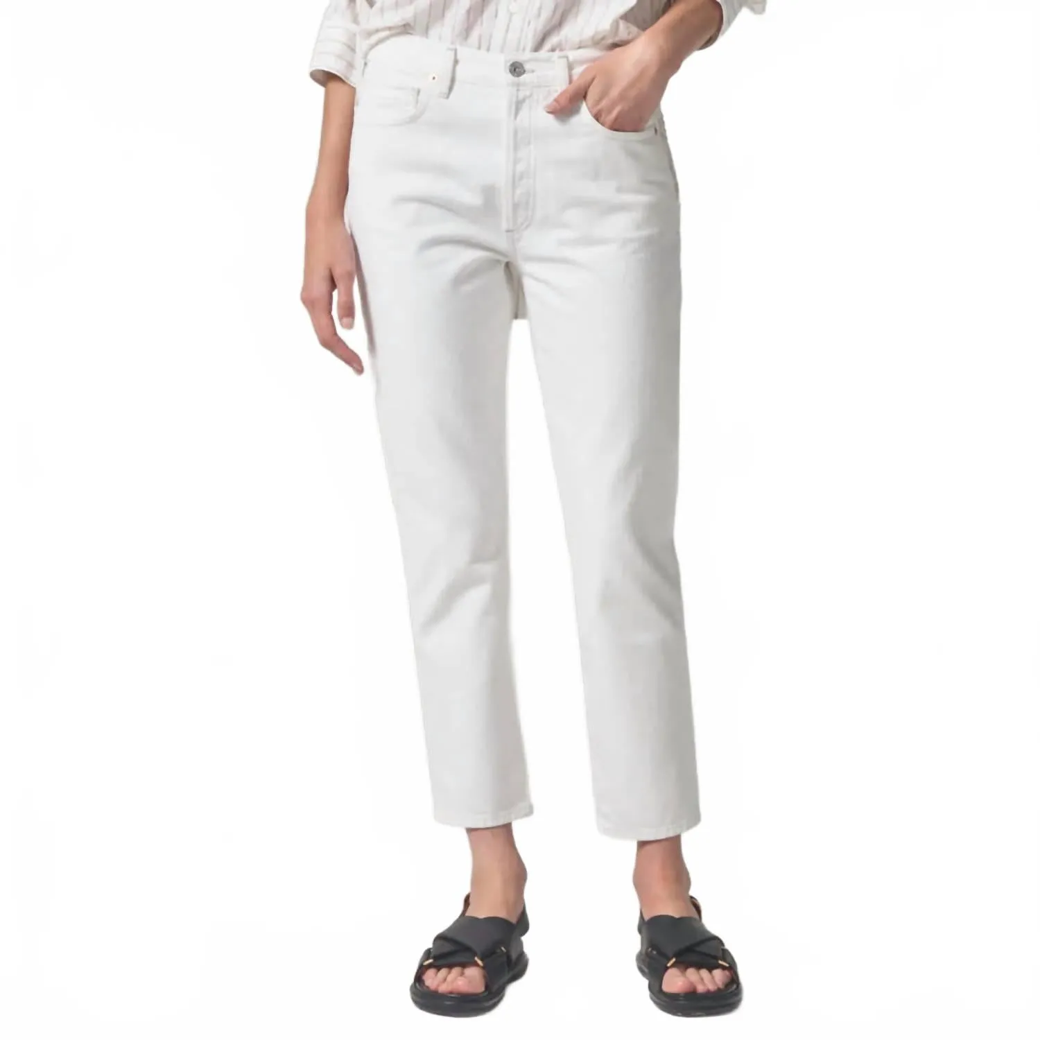 Charlotte High Rise Straight Leg Jeans In Tart