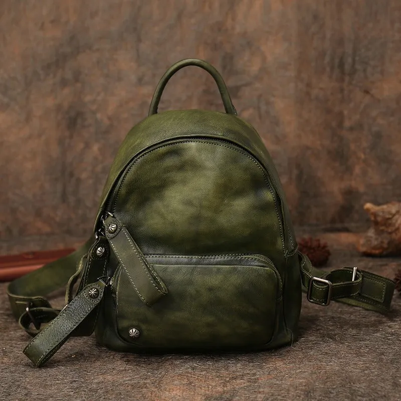 Classic Coffee Leather Rucksack Womens Compact Leather Backpack Ladies Backpack Purses
