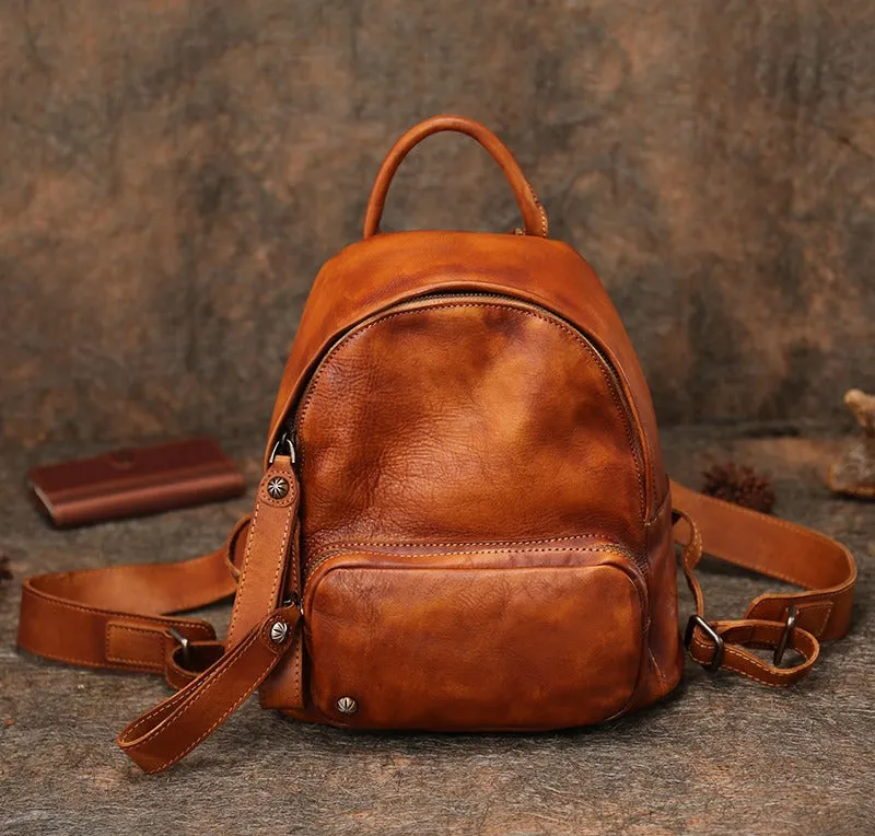 Classic Green Leather Rucksack Womens Compact Leather Backpack Ladies Backpack Purses