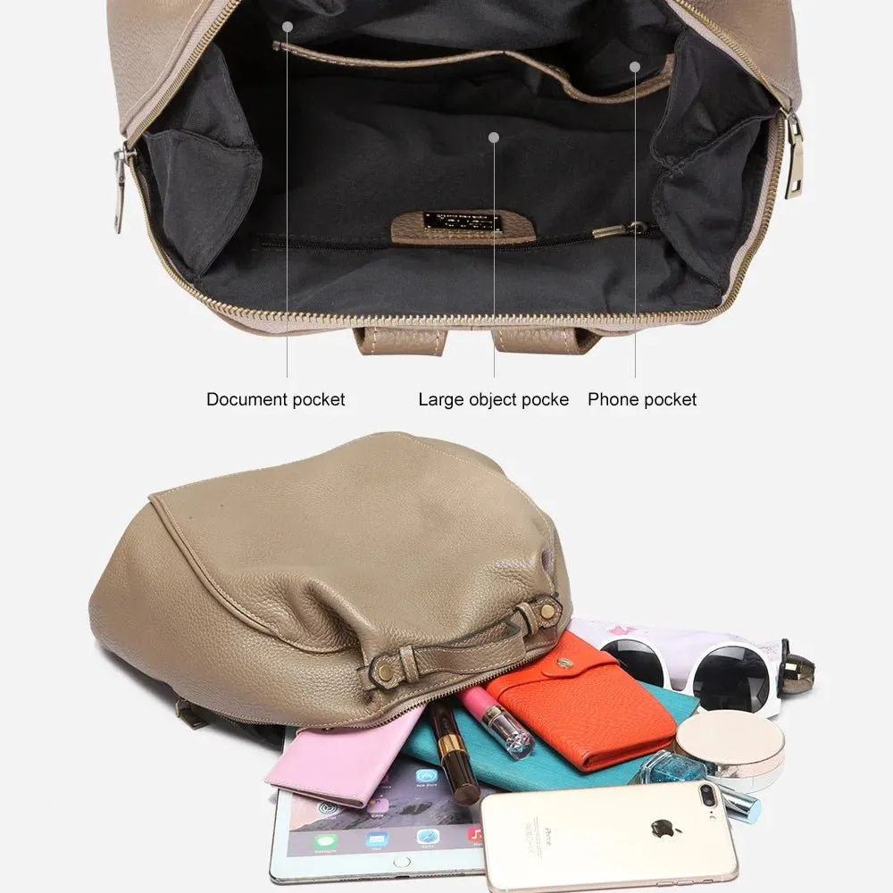Classic Leather Backpack: Spacious Elegance