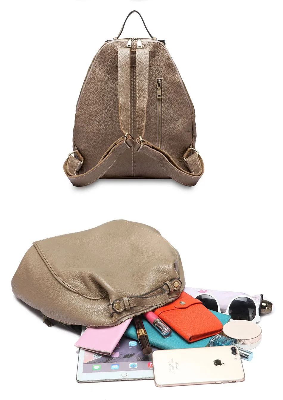 Classic Leather Backpack: Spacious Elegance