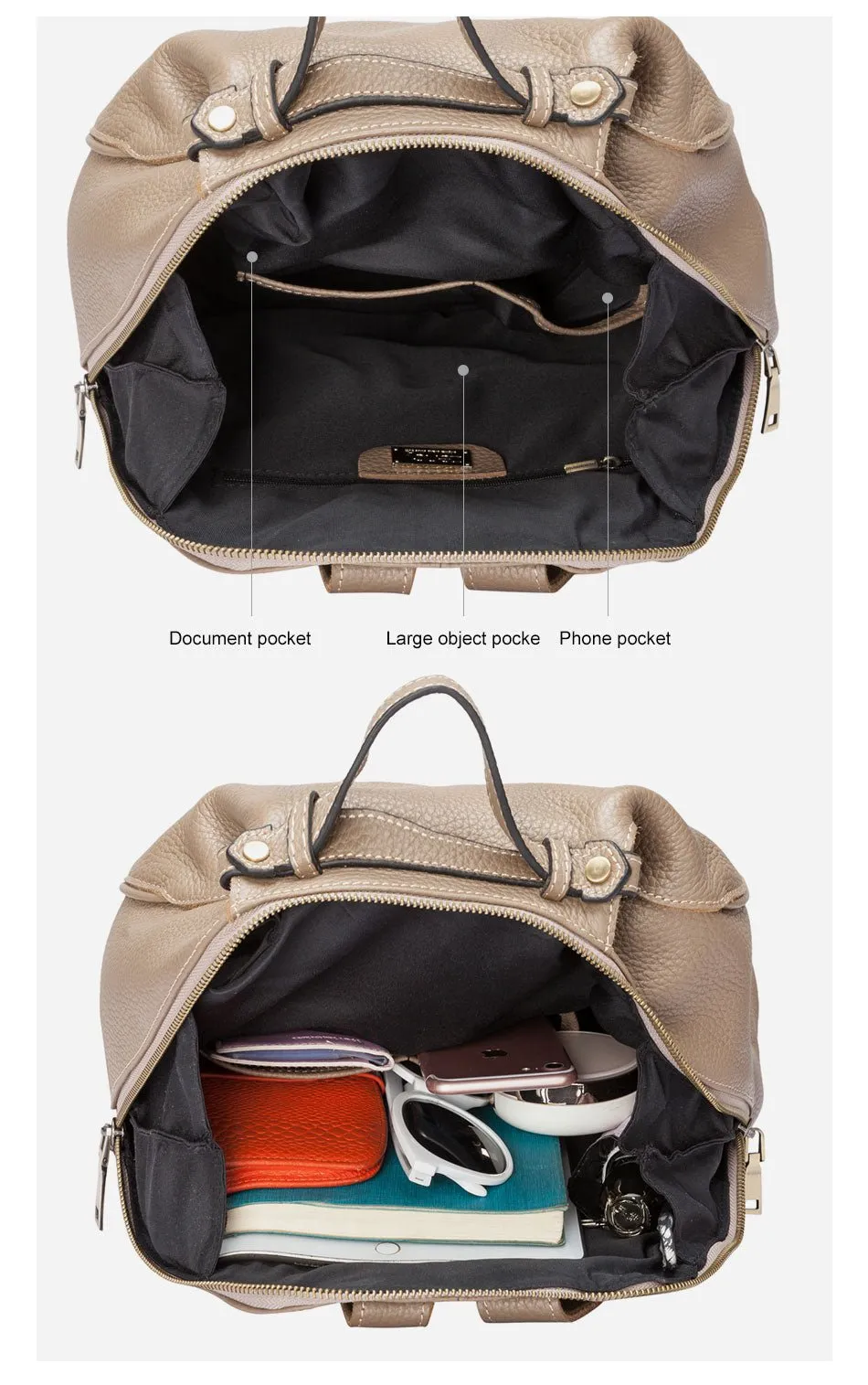 Classic Leather Backpack: Spacious Elegance