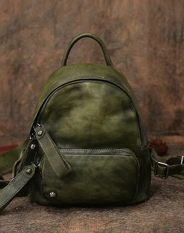Classic Leather Rucksack Womens Compact Leather Backpack Ladies Backpack Purses