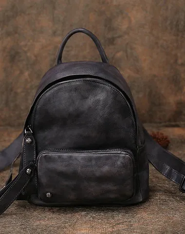 Classic Leather Rucksack Womens Compact Leather Backpack Ladies Backpack Purses