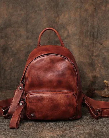 Classic Leather Rucksack Womens Compact Leather Backpack Ladies Backpack Purses