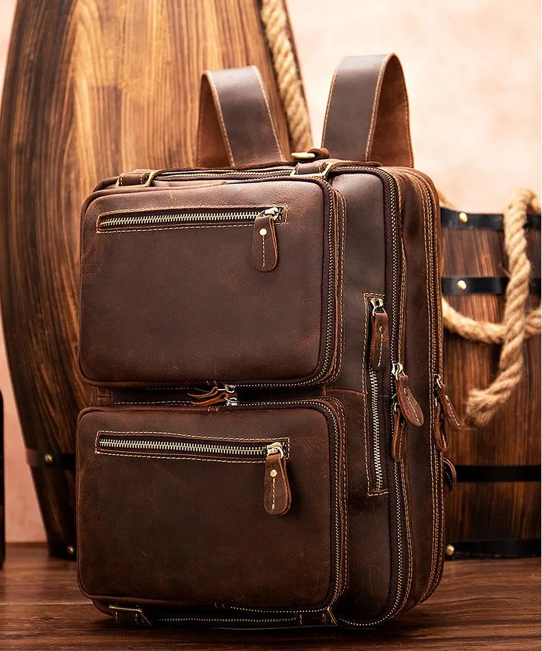 Classy Leather Men's Briefcase Travel Bag Messenger Bag Shoulder Bags Backpack For Men