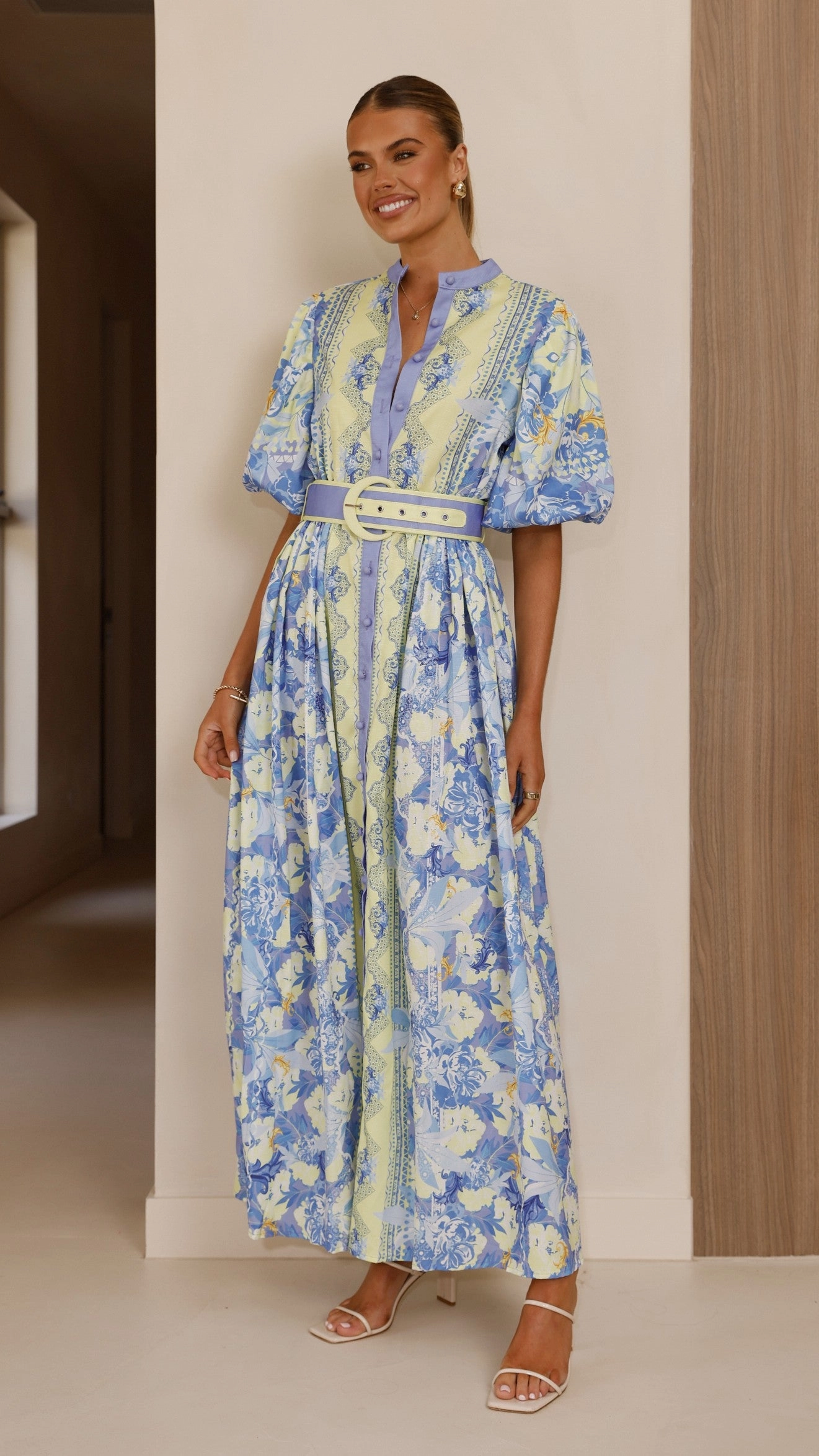 Claudelle Maxi Dress - Blue/Yellow