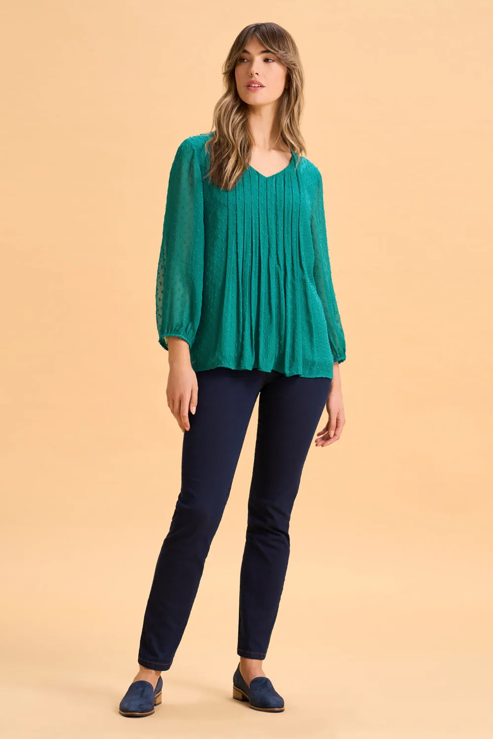 Clipped Georgette Blouse - Meadow Green