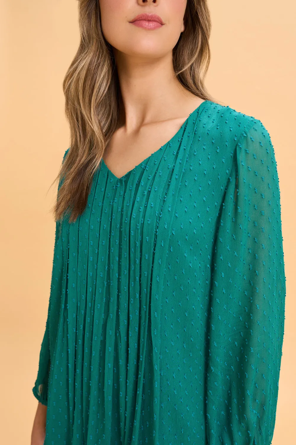 Clipped Georgette Blouse - Meadow Green