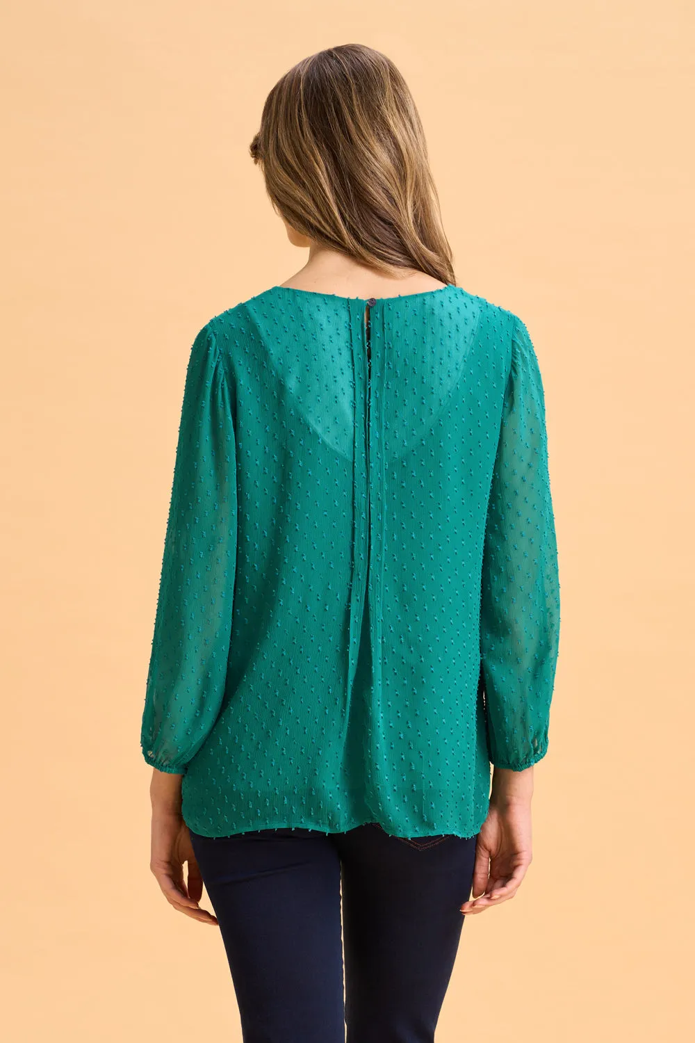 Clipped Georgette Blouse - Meadow Green