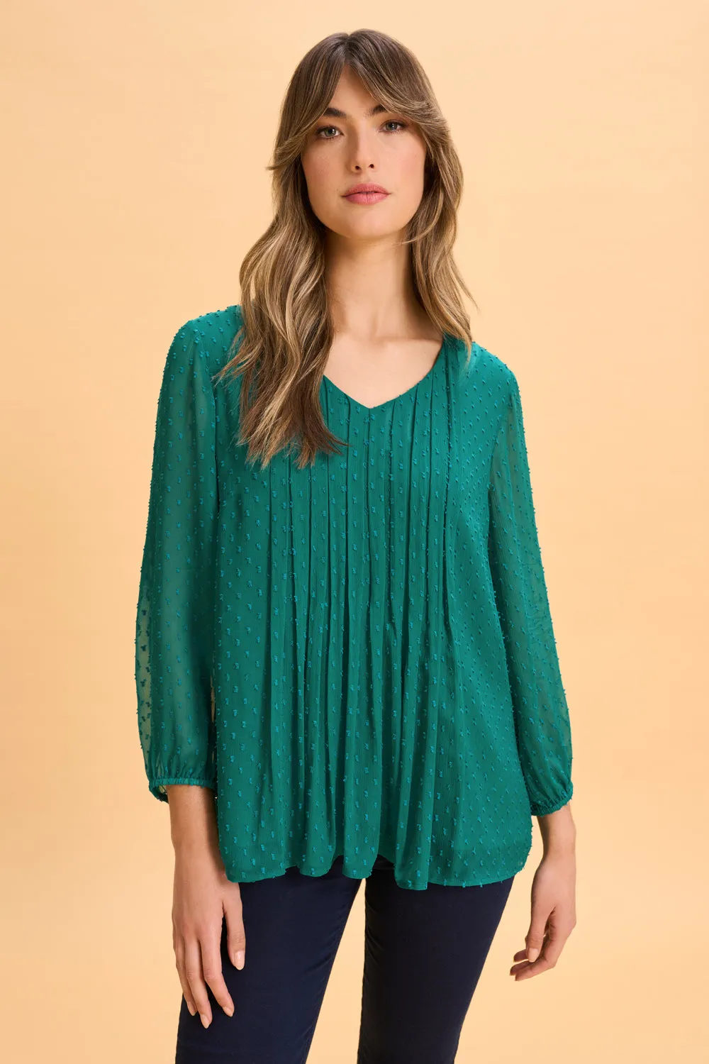 Clipped Georgette Blouse - Meadow Green
