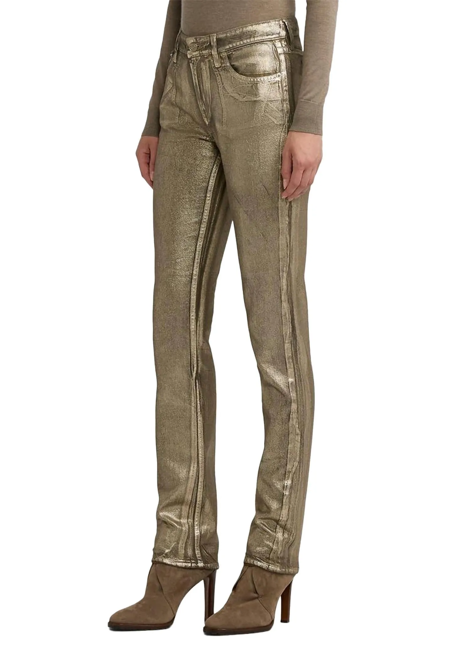 Coated 160 Slim Denim Jeans In Champagne