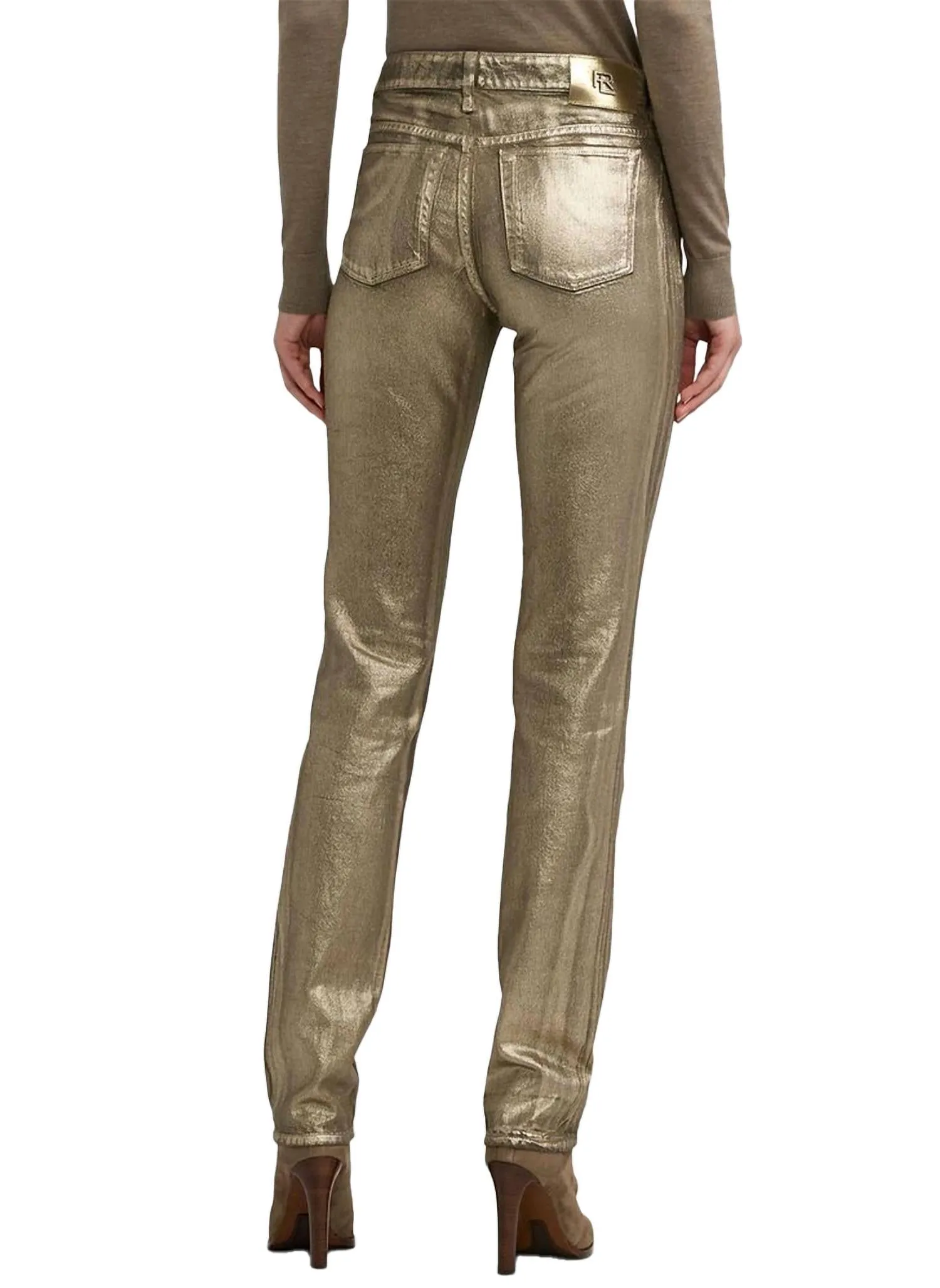Coated 160 Slim Denim Jeans In Champagne