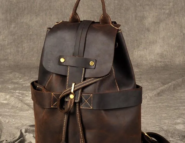 Coffee Leather Large Mens Cool Backpacks Travel Backpacks Fashion Backpacks for men