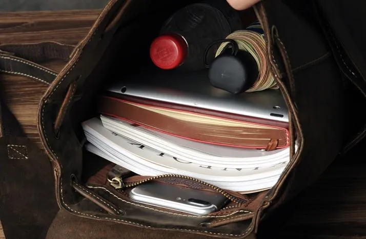 Coffee Leather Large Mens Cool Backpacks Travel Backpacks Fashion Backpacks for men