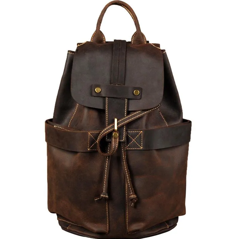 Coffee Leather Large Mens Cool Backpacks Travel Backpacks Fashion Backpacks for men