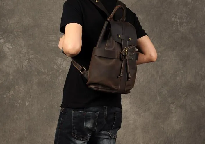 Coffee Leather Large Mens Cool Backpacks Travel Backpacks Fashion Backpacks for men