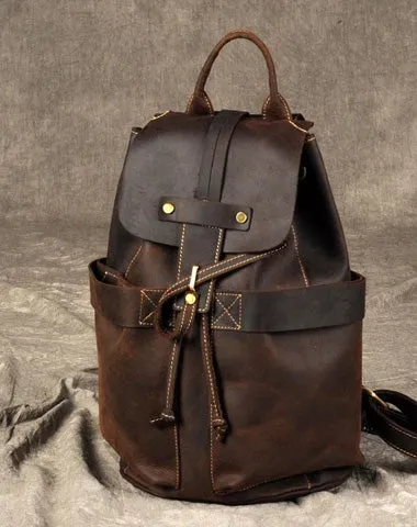 Coffee Leather Large Mens Cool Backpacks Travel Backpacks Fashion Backpacks for men