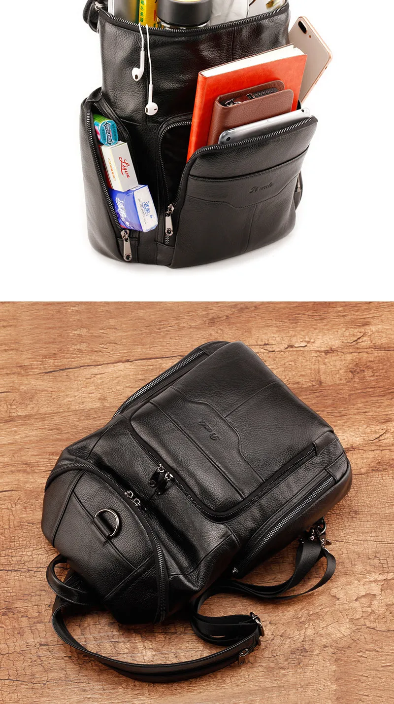 Coffee Leather Large Sling Bag For Men Convertible Sling Backpack For Big Men