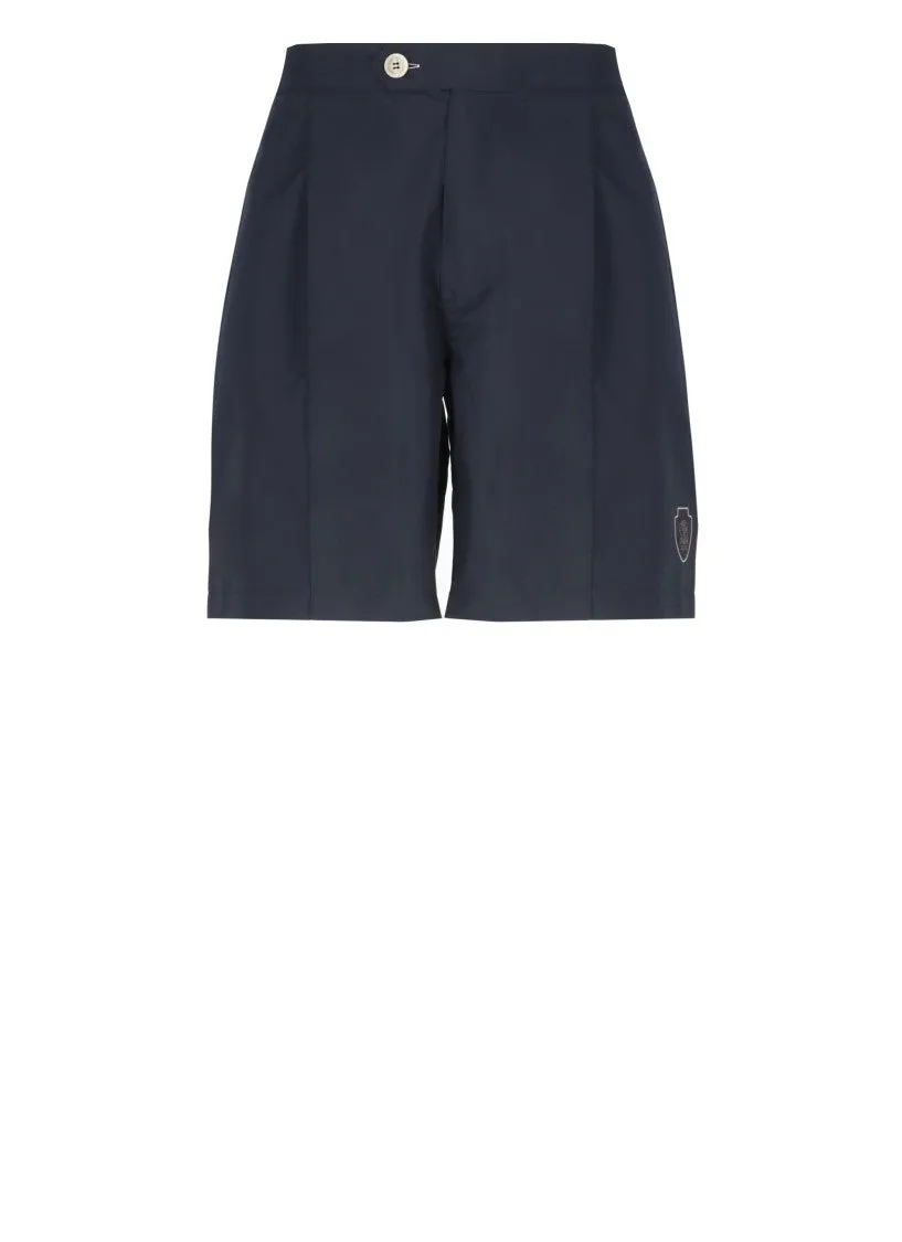Contrasting Logo Blue Bermuda Shorts