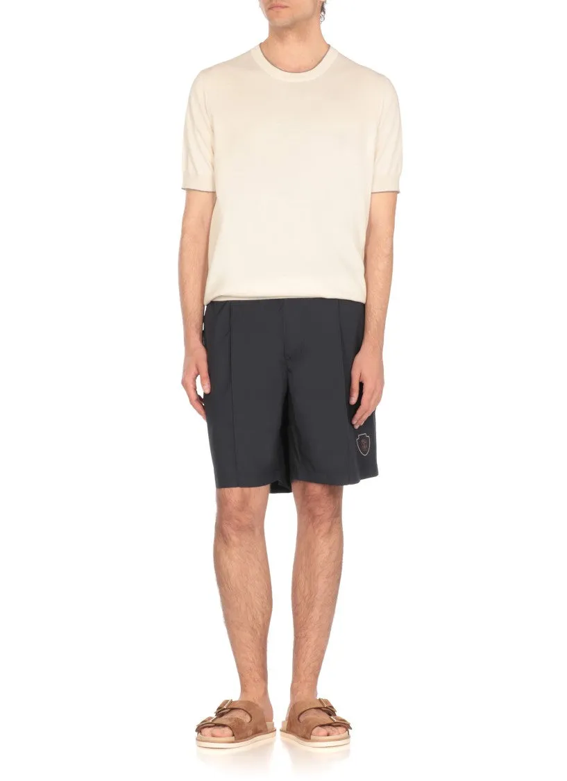 Contrasting Logo Blue Bermuda Shorts