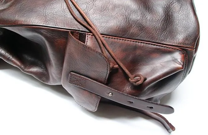 Cool Black Coffee Mens Leather Backpack Travel Backpack School Backpacks for men