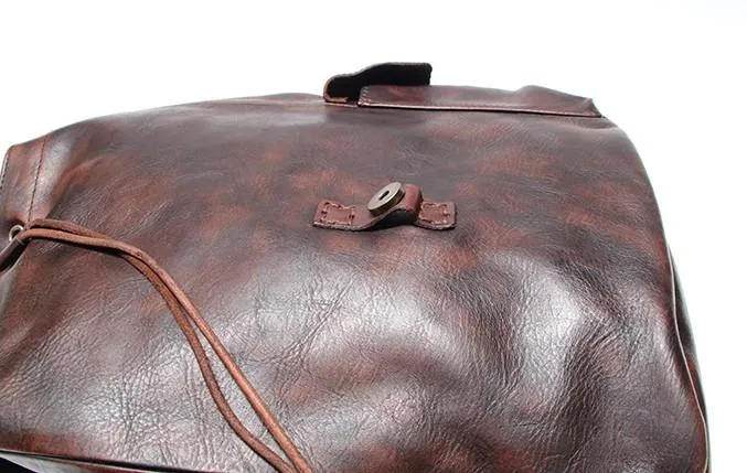 Cool Black Coffee Mens Leather Backpack Travel Backpack School Backpacks for men