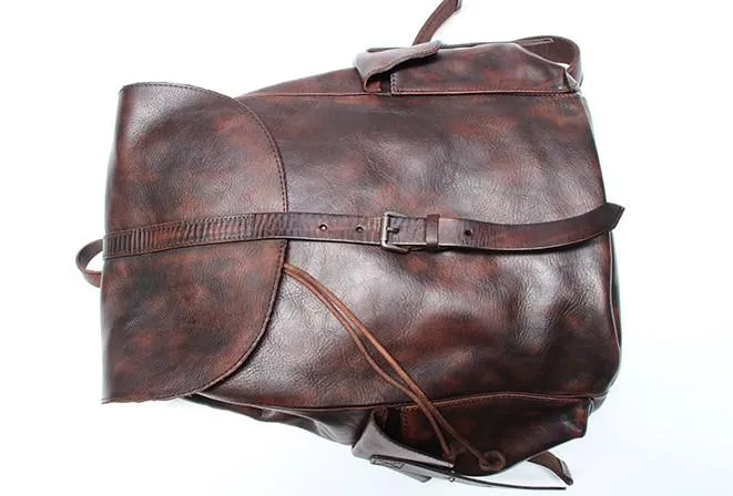 Cool Black Coffee Mens Leather Backpack Travel Backpack School Backpacks for men