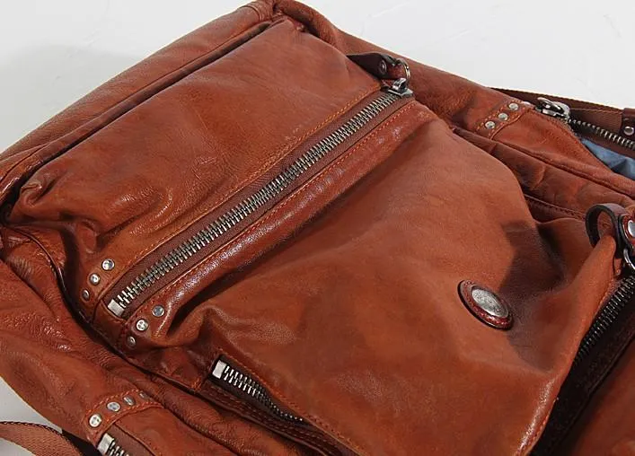 Cool Black Leather Mens Backpack Large Travel Backpack Brown Hiking Backpack for men