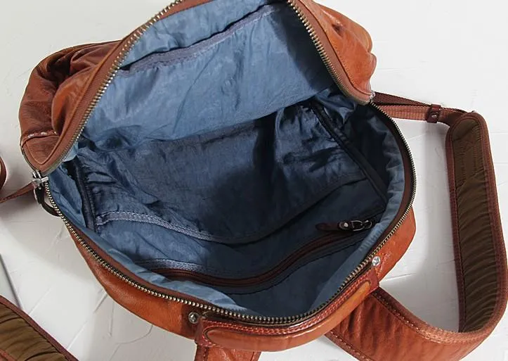 Cool Black Leather Mens Backpack Large Travel Backpack Brown Hiking Backpack for men