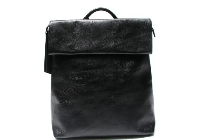 Cool Black Mens Leather Backpack Travel Backpacks Laptop Backpack for men